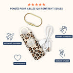 Alarme personnelle Roxy 2.7 leopard, cable USB-C et anneau porte-cles